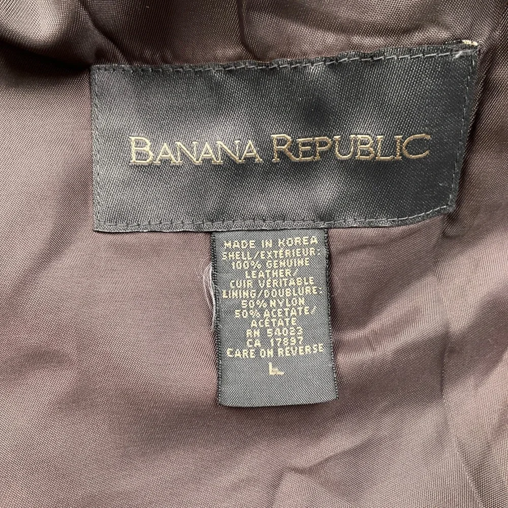 Banana Republic Leather Blazer Mens Large Black 3/2‎ Roll Button Classic Jacket